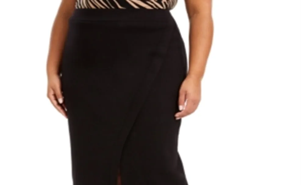 Anne Klein Women's Below the Knee Wrap Wear to Work Skirt Black Size 0X sold by Ruumur product image thumbnail 2