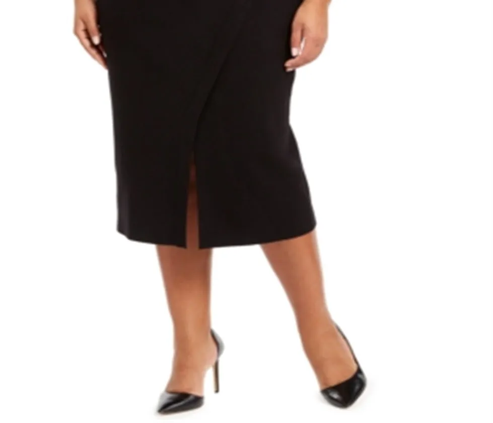 Anne Klein Women's Below the Knee Wrap Wear to Work Skirt Black Size 0X sold by Ruumur product image thumbnail 3