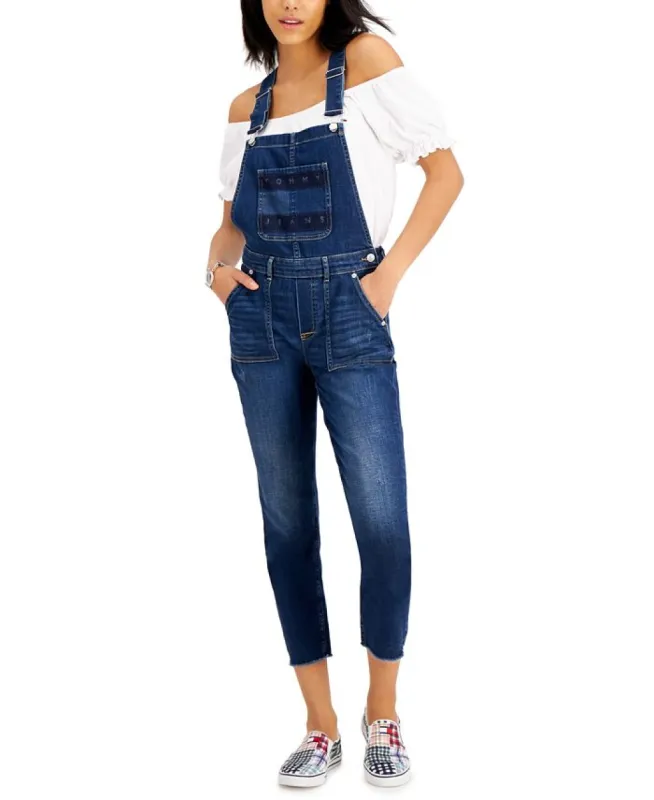 Tommy Jeans Women's Sleeveless Square Neck Cropped Jumpsuit Blue Size 27 sold by Ruumur