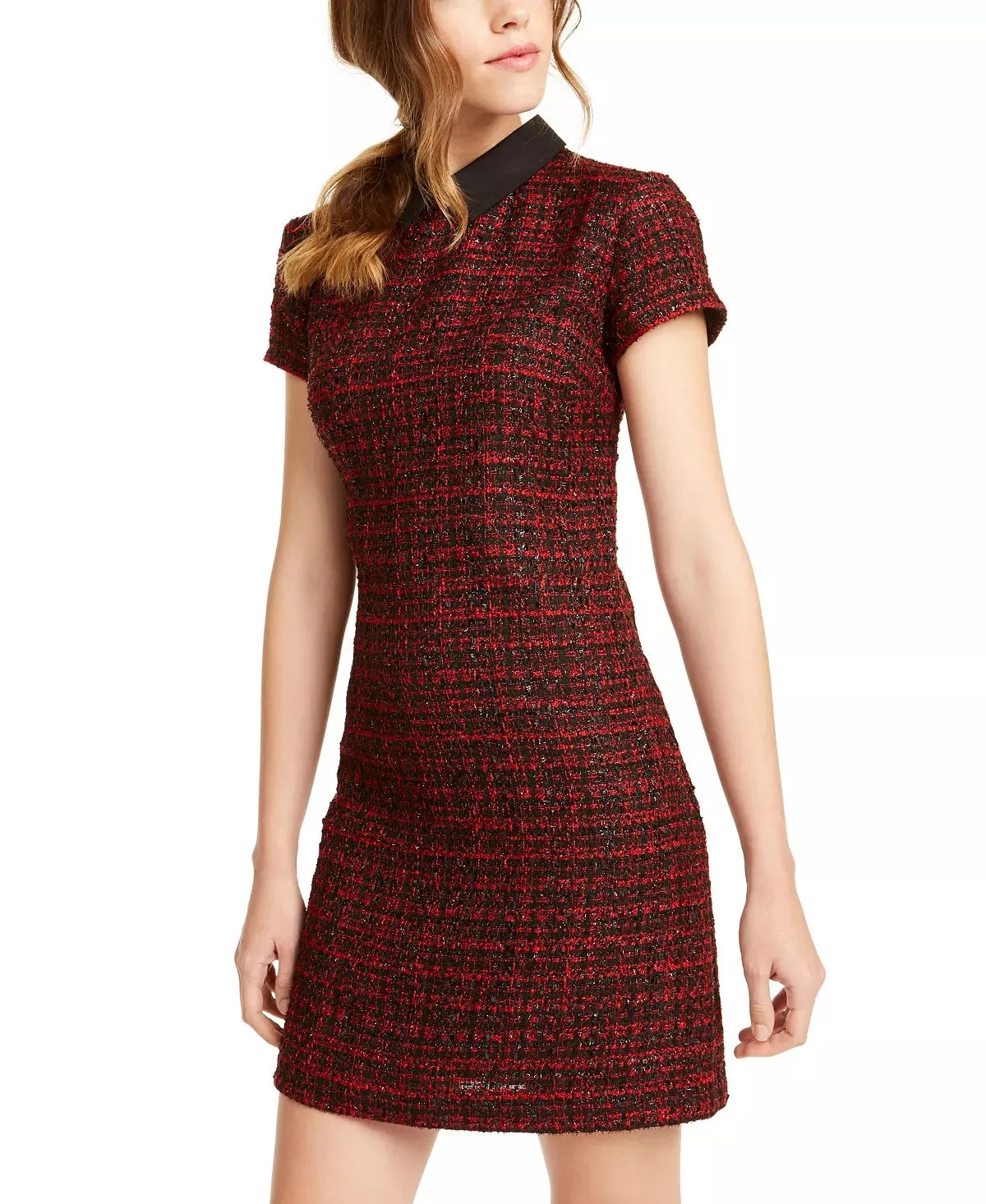 Maison Jules Women's Collared Tweed Shift Dress Bright Red Size X-Large sold by Ruumur product image thumbnail 3