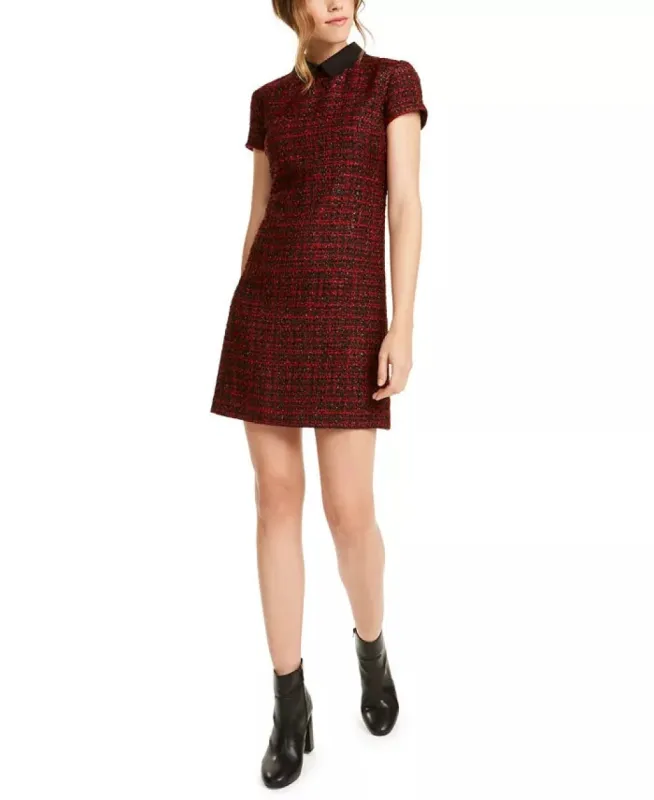 Maison Jules Women's Collared Tweed Shift Dress Bright Red Size X-Large sold by Ruumur