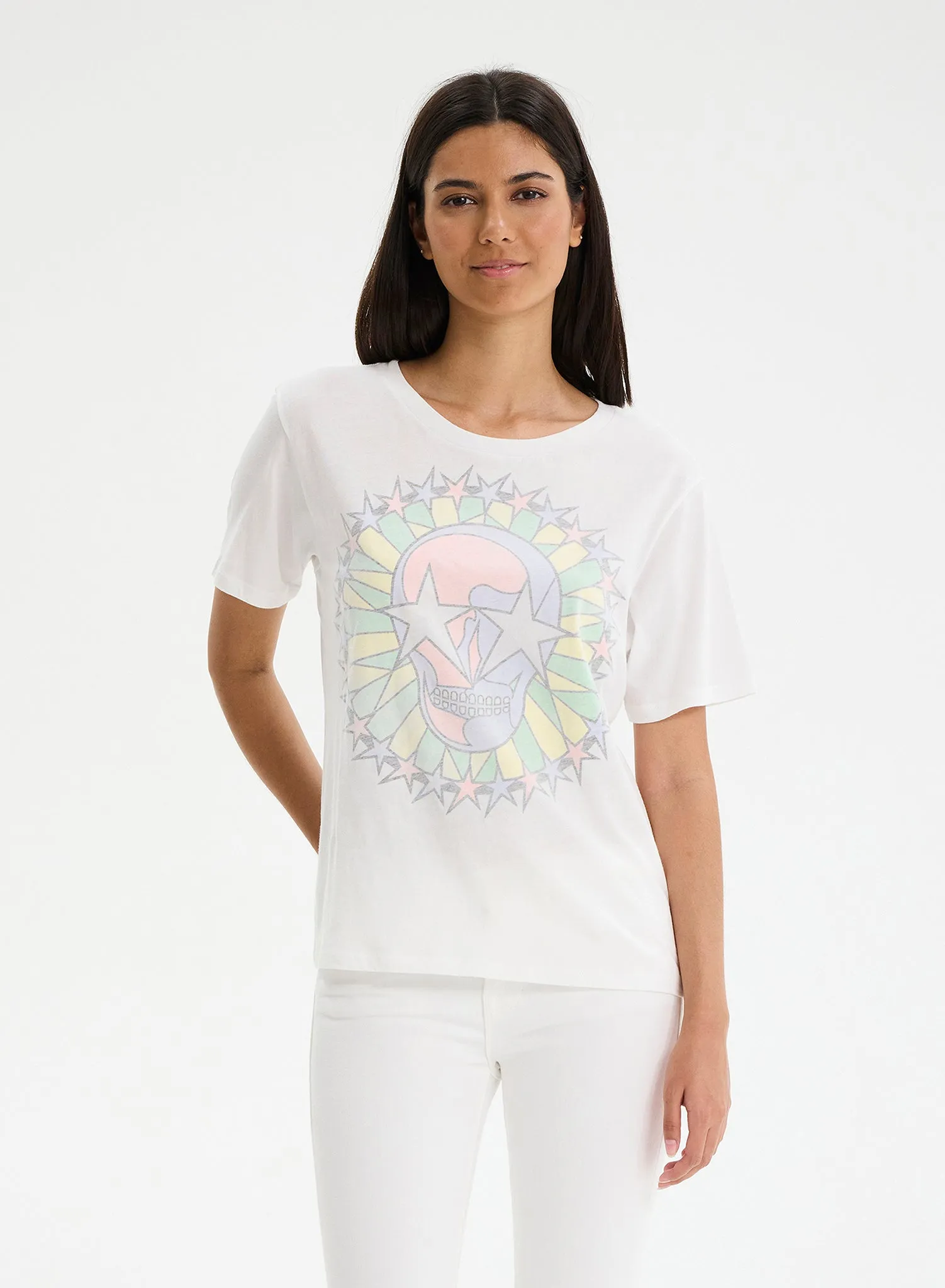 STAINED GLASS SKULL - Wide T-Shirt sold by Ruumur
