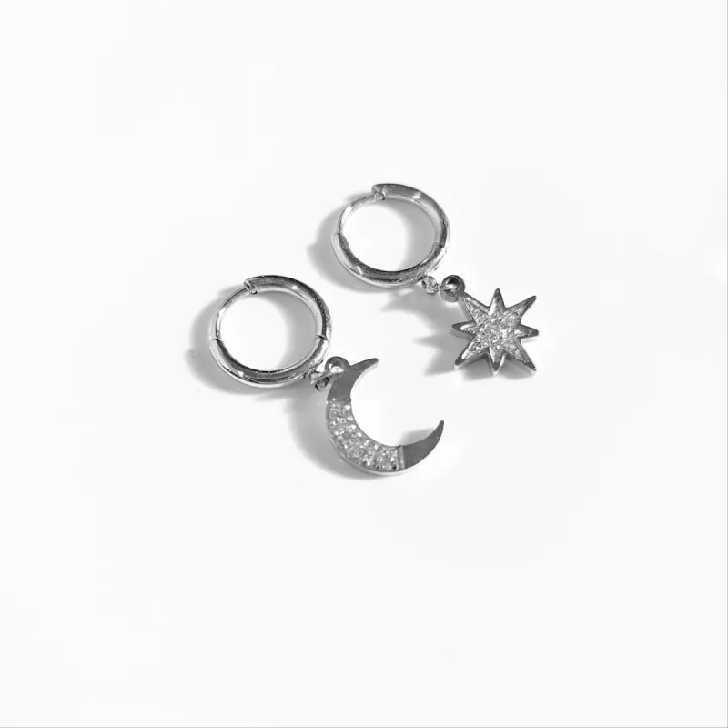 Moon and Star Hypoallergenic Earrings sold by Ruumur