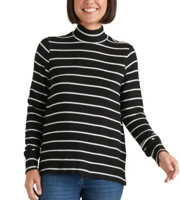 Lucky Brand Women's Mock Neck Cloud Jersey Top Black Size Medium sold by Ruumur