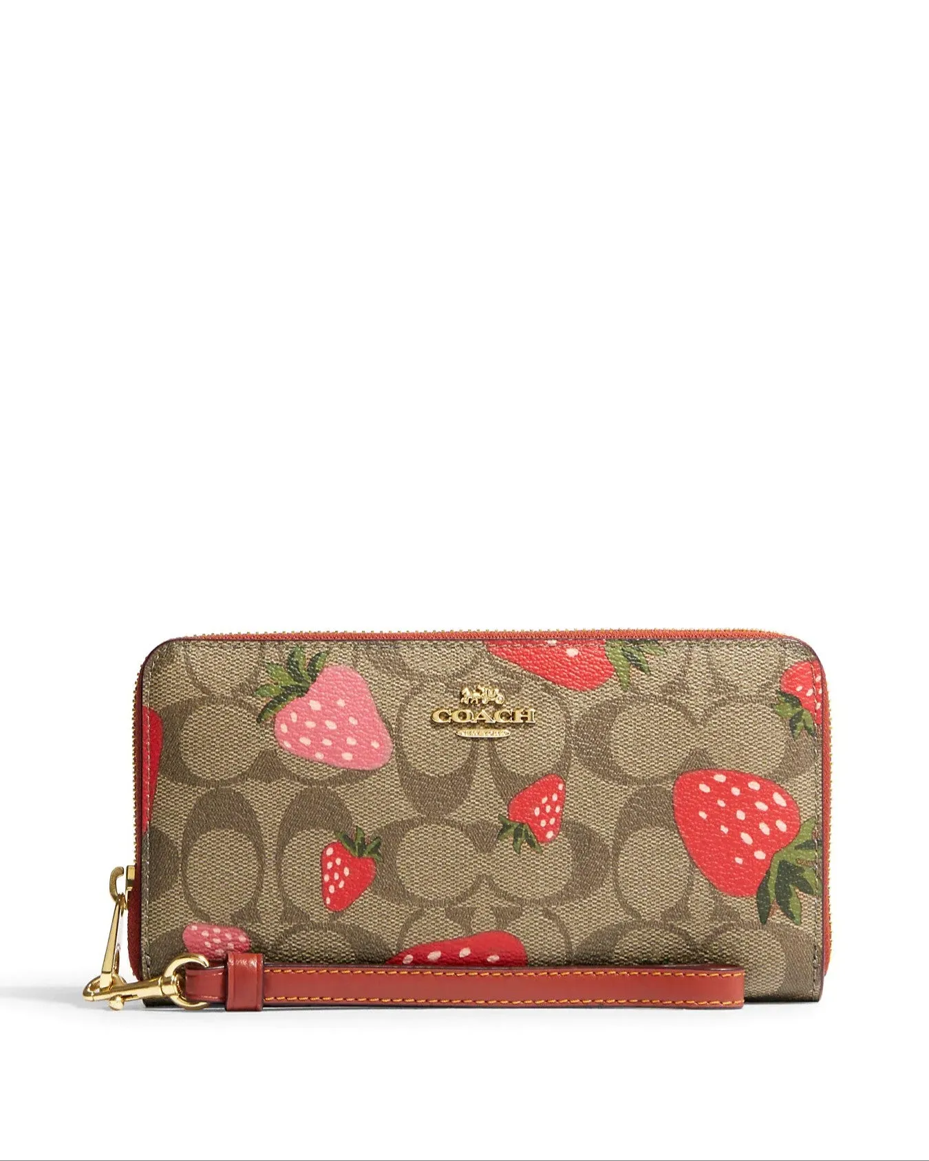 Coach Long Zip Around Wallet In Signature Canvas With Wild Strawberry Print sold by Ruumur