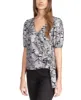 Michael Kors Women's Metallic Paisley Wrap Top Black sold by Ruumur