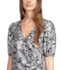 Michael Kors Women's Metallic Paisley Wrap Top Black sold by Ruumur