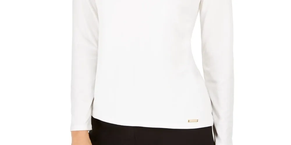 Calvin Klein Women's Embellished Neck Top White Size Large sold by Ruumur product image thumbnail 3