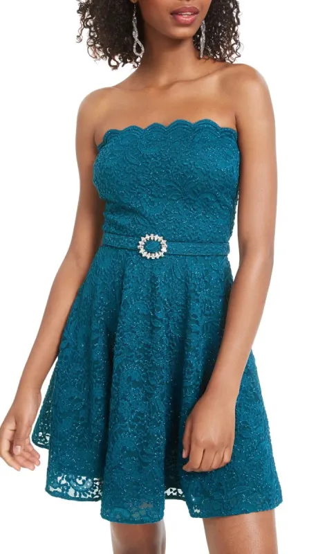 City Studios Women's Strapless Short Fit Flare Party Dress Blue Size 9 sold by Ruumur
