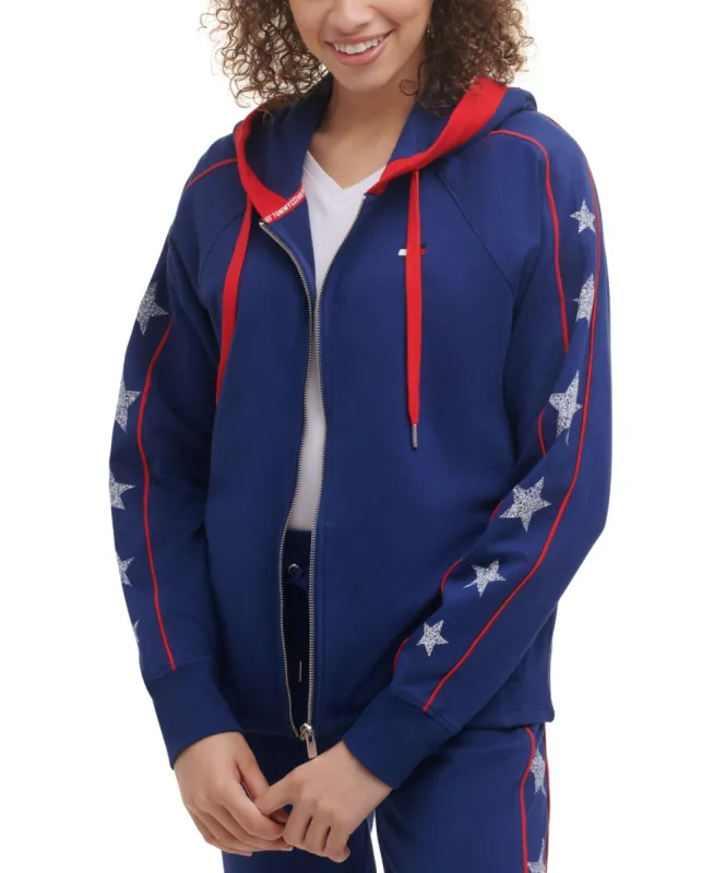 Tommy Hilfiger Women's Star Print Hoodie Blue Size Small sold by Ruumur