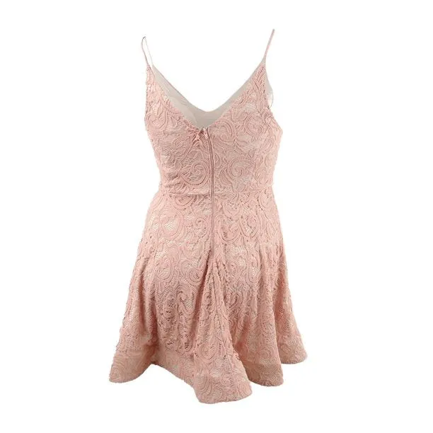 Sequin Hearts Women's Spaghetti Strap V Neck Above The Knee Fit Flare Dress Pink Size 1 sold by Ruumur product image thumbnail 2