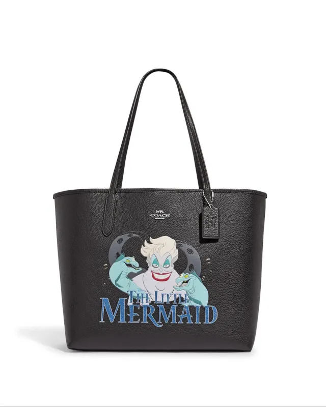 Coach Women's Black Multi & Graphite Disney X Coach City Tote With Signature Canvas Interior And Ursula Motif sold by Ruumur