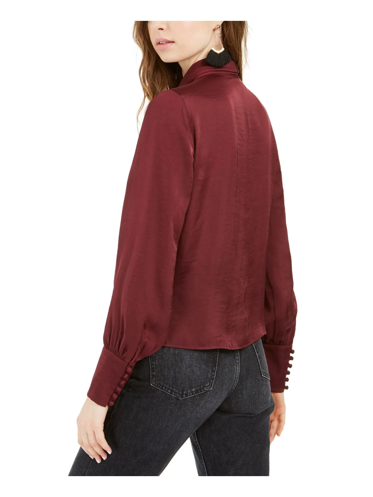 Band of Gypsies Women's Long Sleeve V Neck Top Red Size X-Small sold by Ruumur product image thumbnail 2