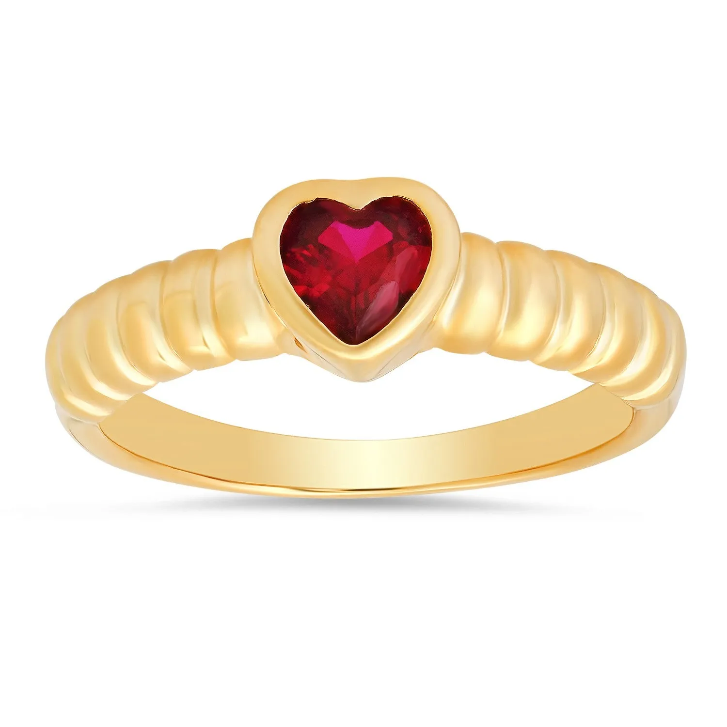 14k Gold Over Silver Bezel-set Heart Ring sold by Ruumur product image thumbnail 2