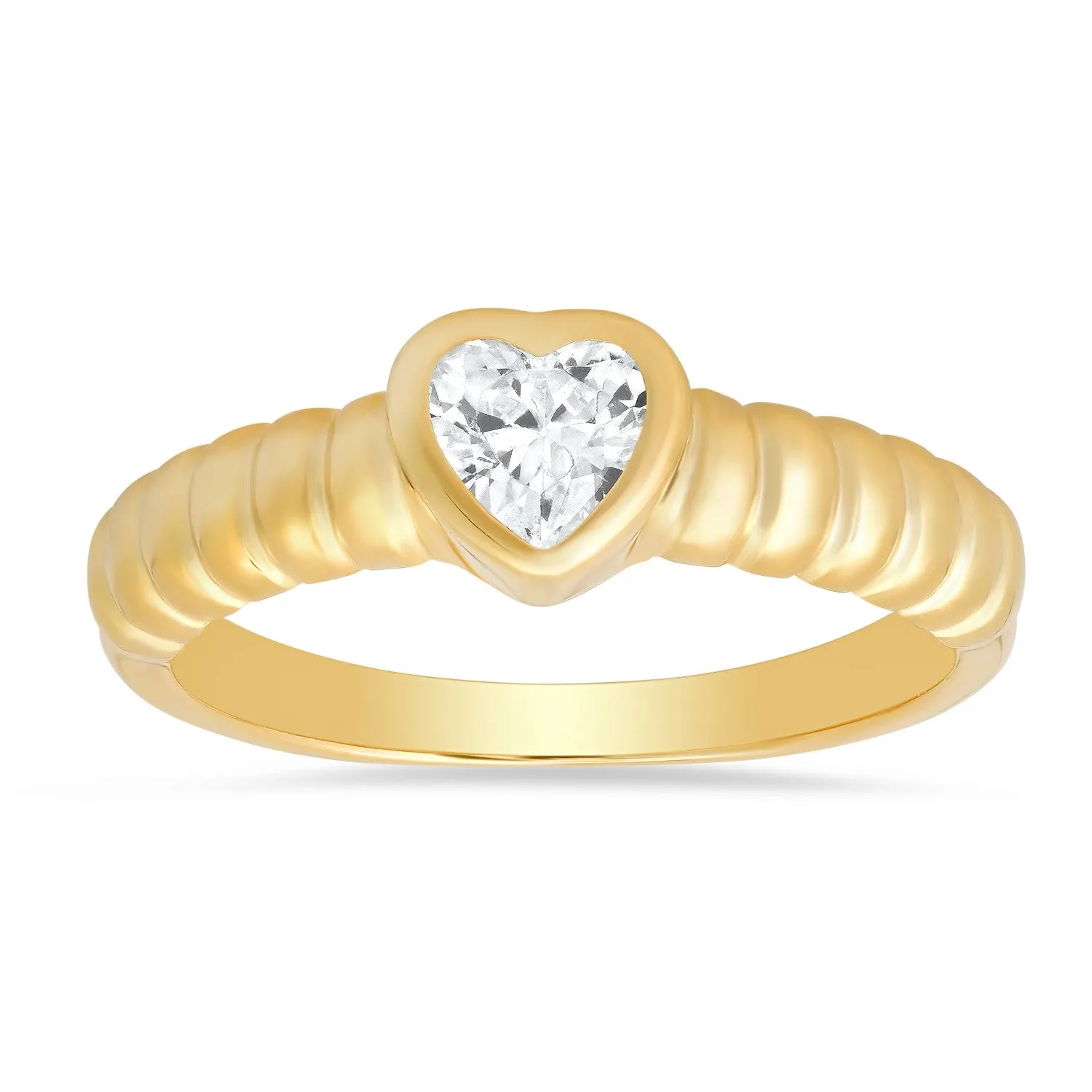 14k Gold Over Silver Bezel-set Heart Ring sold by Ruumur product image thumbnail 4