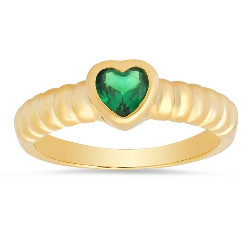 14k Gold Over Silver Bezel-set Heart Ring sold by Ruumur