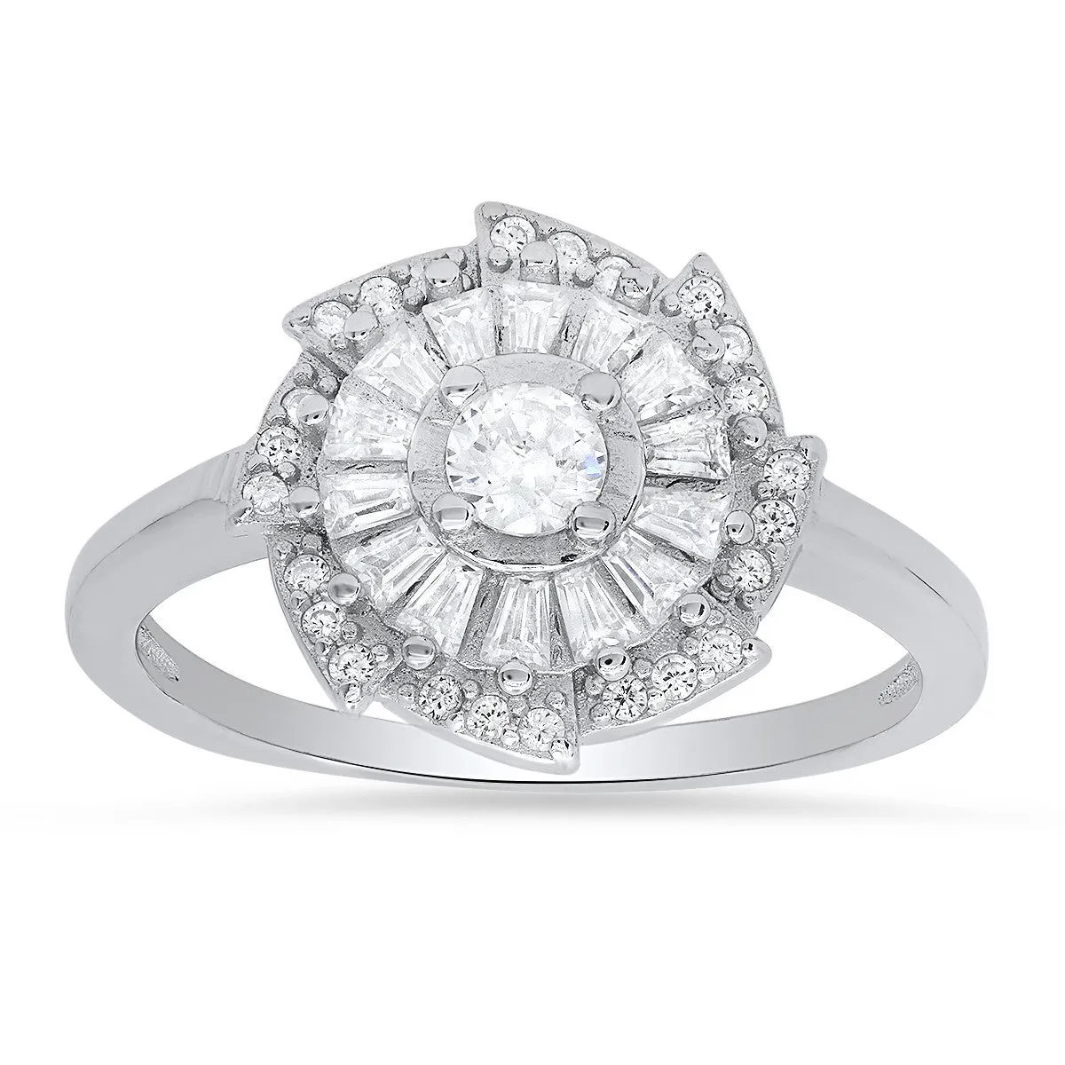 Sterling Silver Vintage CZ Swirl Ring sold by Ruumur