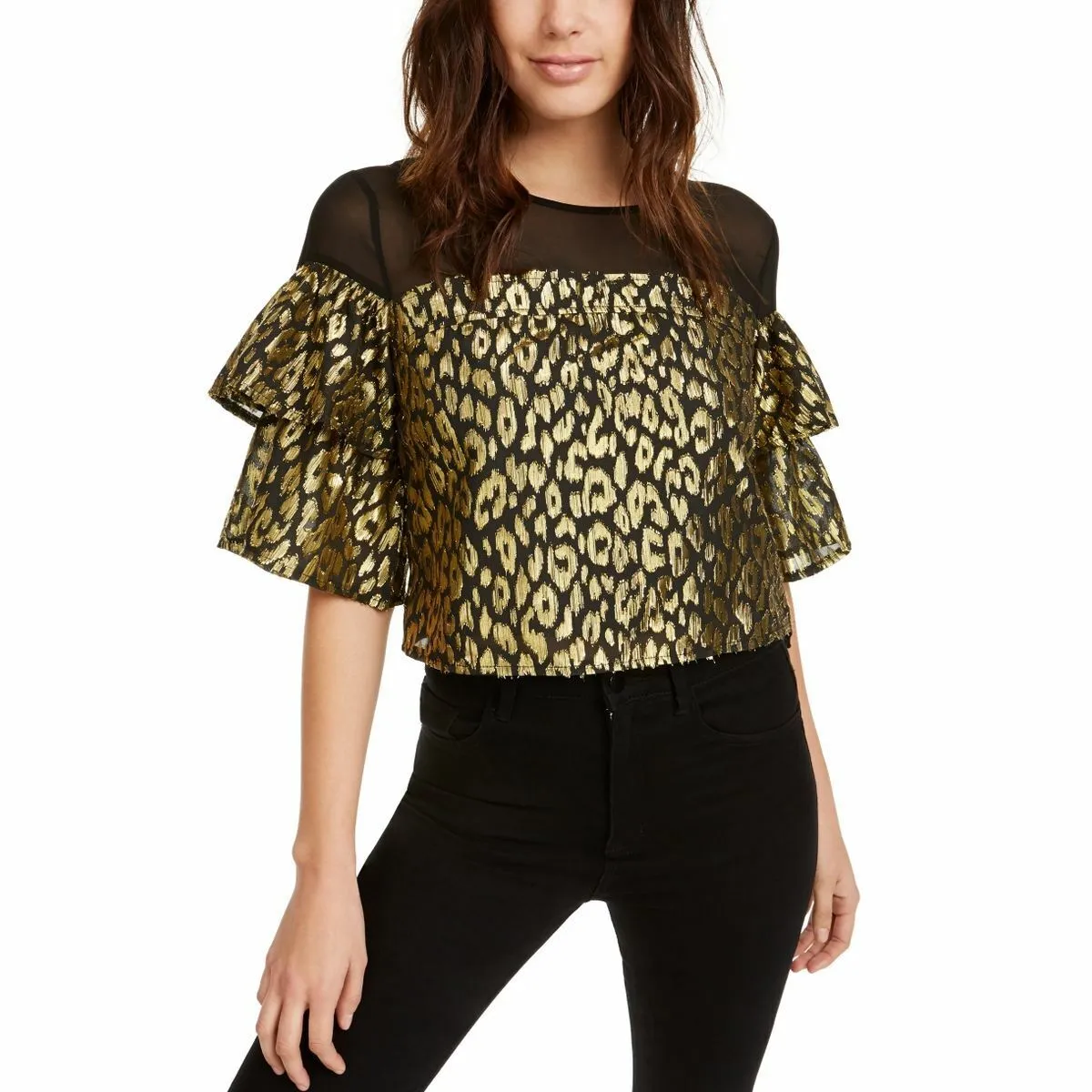 Kendall + Kylie Women's Animal Print Top Black Size S sold by Ruumur