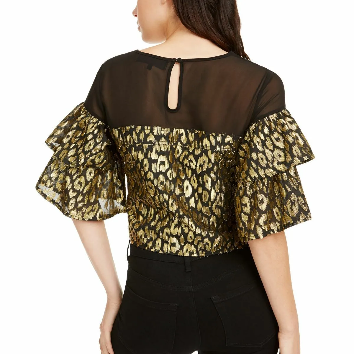 Kendall + Kylie Women's Animal Print Top Black Size S sold by Ruumur product image thumbnail 2