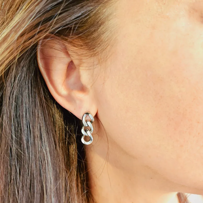 Cuban Chain Stud Hypoallergenic Earrings sold by Ruumur