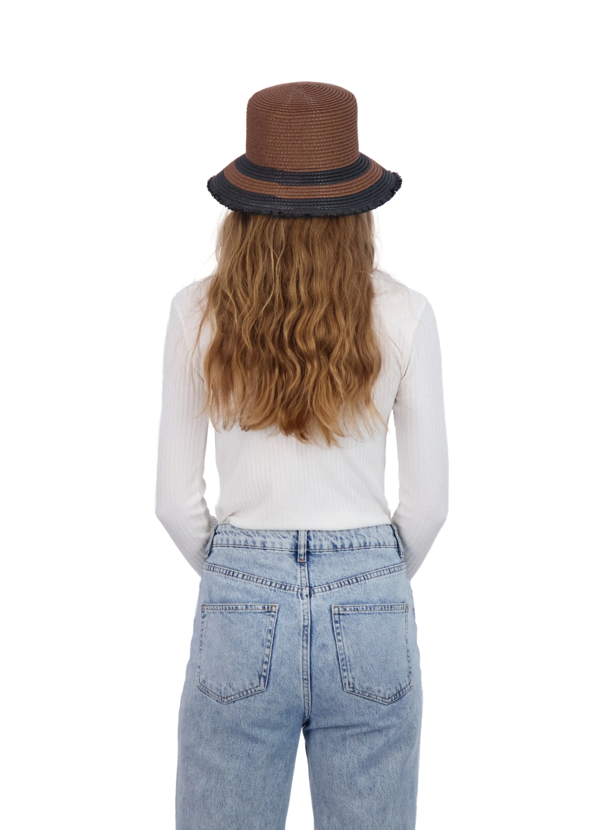 Tahari Women's Color Block Straw Bucket Hat with Fringe sold by Ruumur product image thumbnail 5