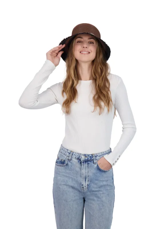 Tahari Women's Color Block Straw Bucket Hat with Fringe made by Ruumur