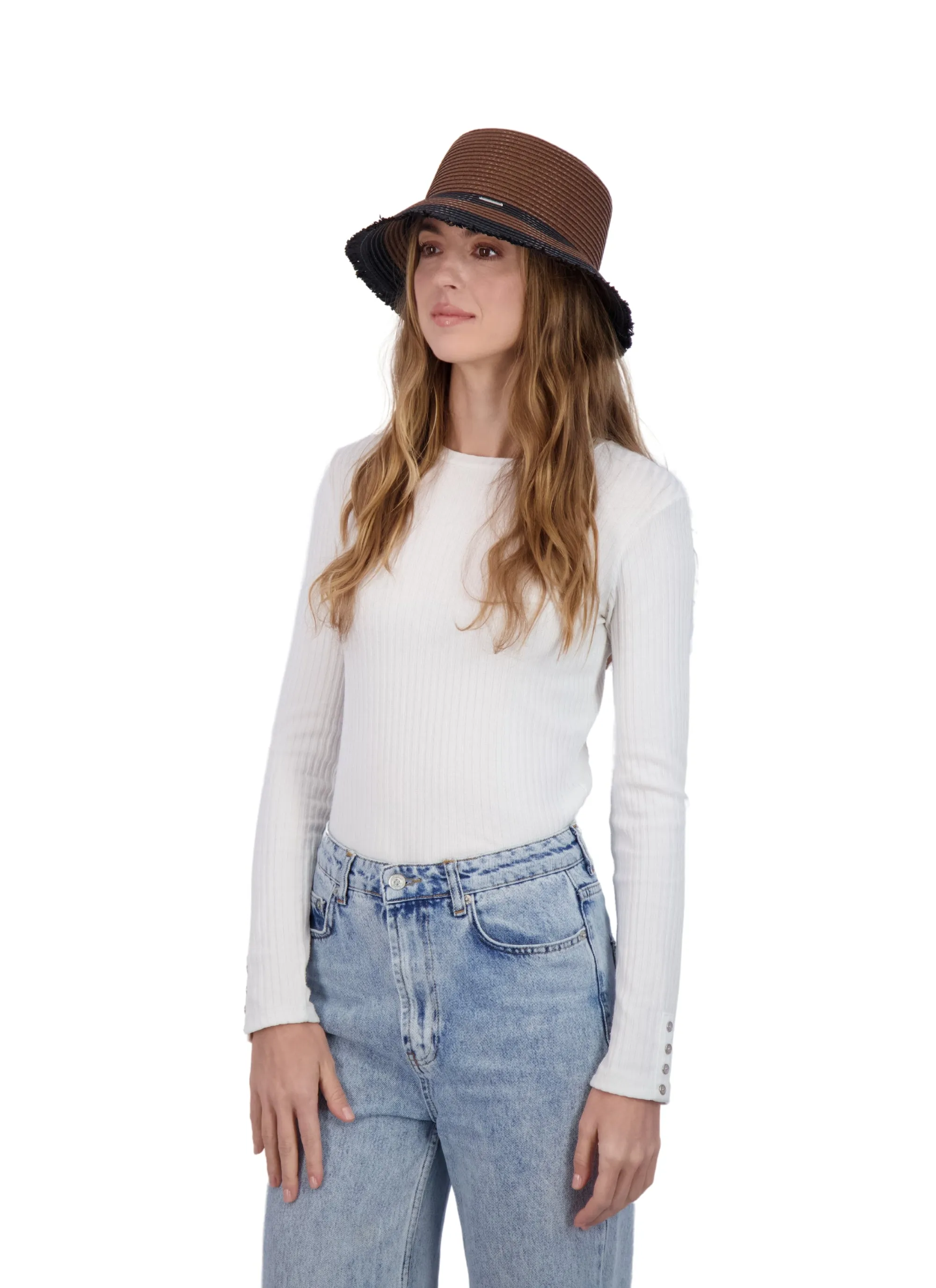 Tahari Women's Color Block Straw Bucket Hat with Fringe sold by Ruumur product image thumbnail 2