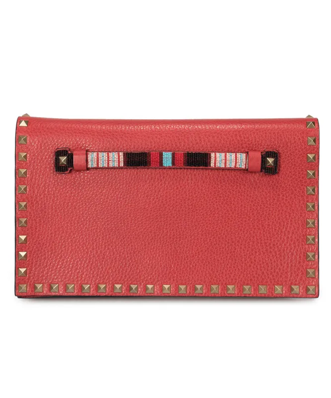 Valentino Rockstud Clutch Purse in Red sold by Ruumur