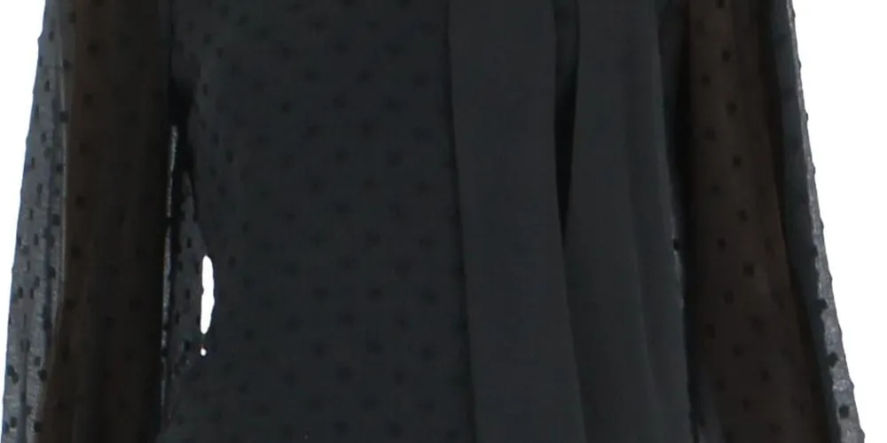 Riley & Rae Women's Tie Neck Puff Sleeve Blouse Black Size Small sold by Ruumur product image thumbnail 3