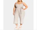 City Chic Women's Plus Carmine Linen Blend Striped Jumpsuit Pink size- 2XL sold by Ruumur