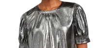 Current Air Women's Short Sleeve Crew Neck Evening Top Silver Size X-Small sold by Ruumur