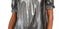 Current Air Women's Short Sleeve Crew Neck Evening Top Silver Size X-Small sold by Ruumur