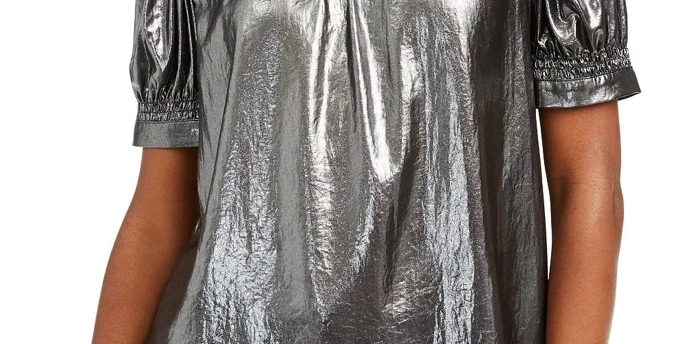 Current Air Women's Short Sleeve Crew Neck Evening Top Silver Size X-Small sold by Ruumur product image thumbnail 3