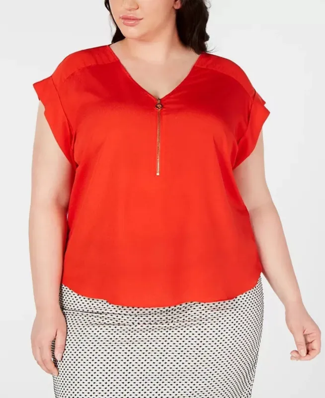 Calvin Klein Women's Plus Size Cap-Sleeve Top Bright Red Size 3X sold by Ruumur