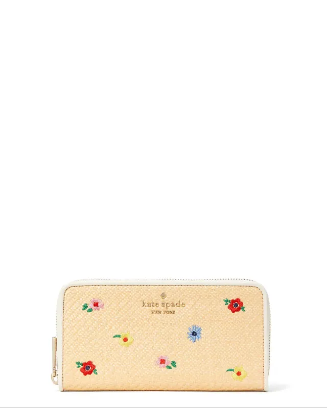 Kate Spade Staci Garden Bouquet Straw Large Continental Wallet made by Ruumur