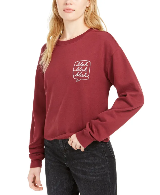 Love Tribe Juniors Women's Blah Blah Cropped Graphic Sweatshirt Red Size Large sold by Ruumur