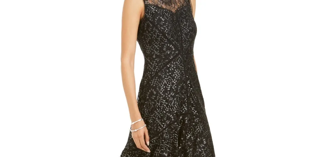 Taylor Women's Metallic Lace Illusion High Low Dress Black Size 6 sold by Ruumur product image thumbnail 2