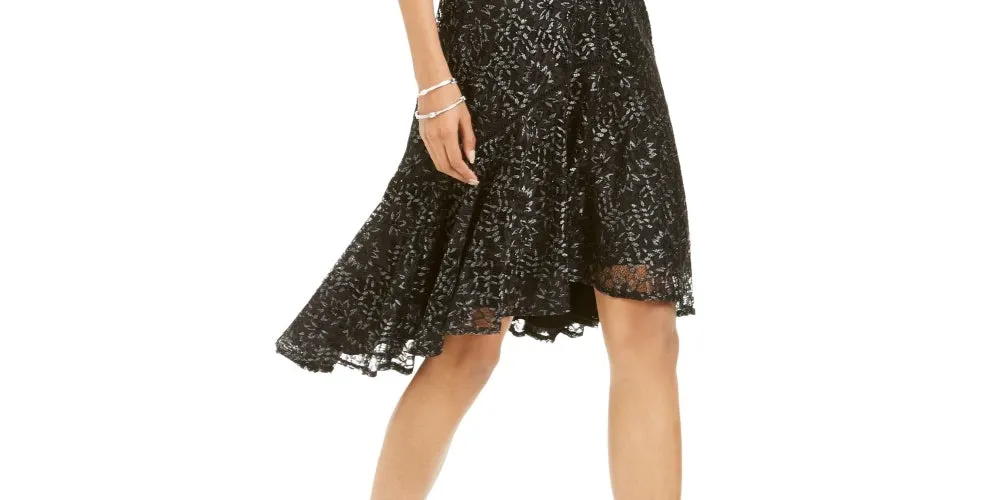 Taylor Women's Metallic Lace Illusion High Low Dress Black Size 6 sold by Ruumur product image thumbnail 3