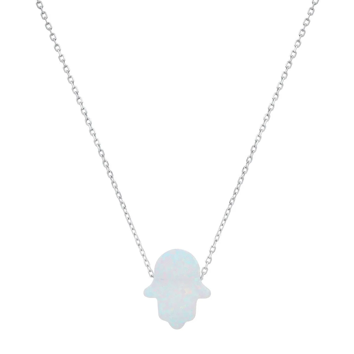 Sterling Silver Opal Hamsa Necklace sold by Ruumur product image thumbnail 2