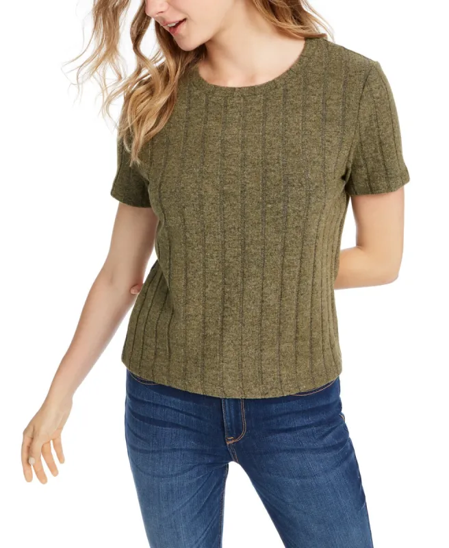 Crave Fame Juniors' Cozy Ribbed Top Green Size Extra Large sold by Ruumur