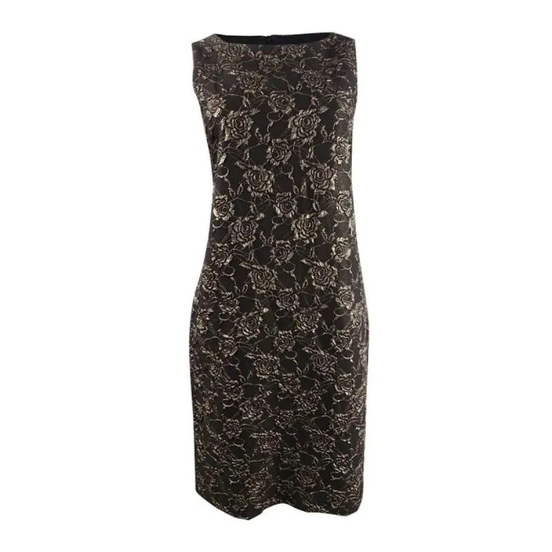Donna Ricco Women's Metallic Floral Brocade Cocktail Dress Black Size 10 sold by Ruumur