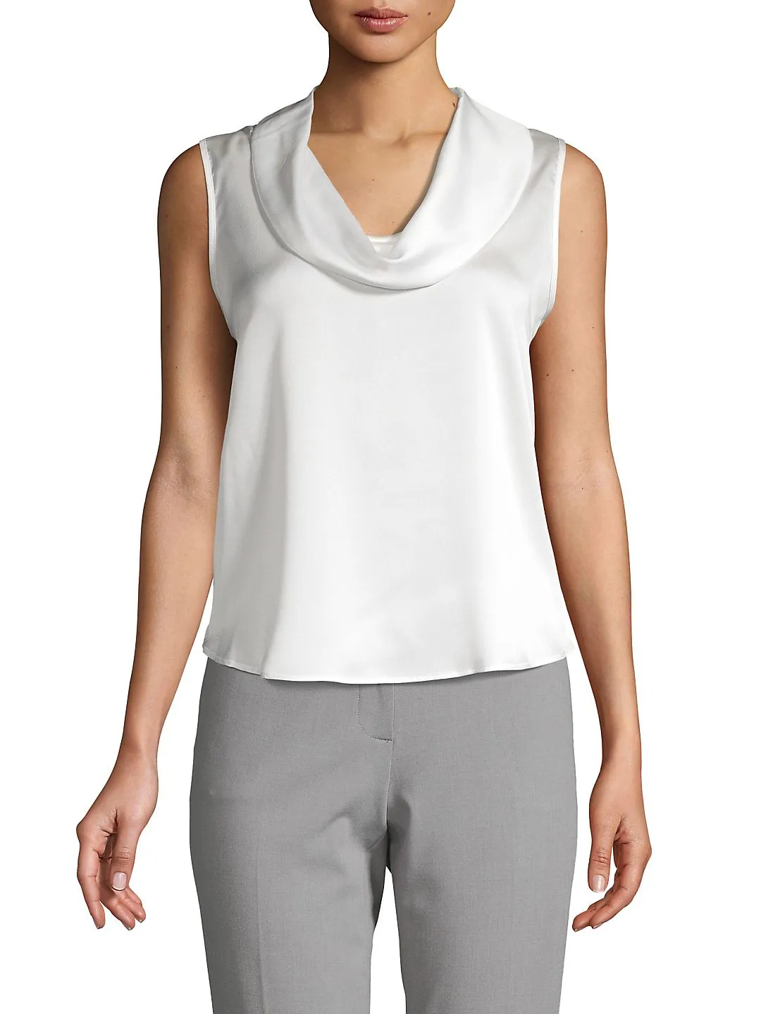 Calvin Klein Women's Cowl Neck Top White Size Medium sold by Ruumur