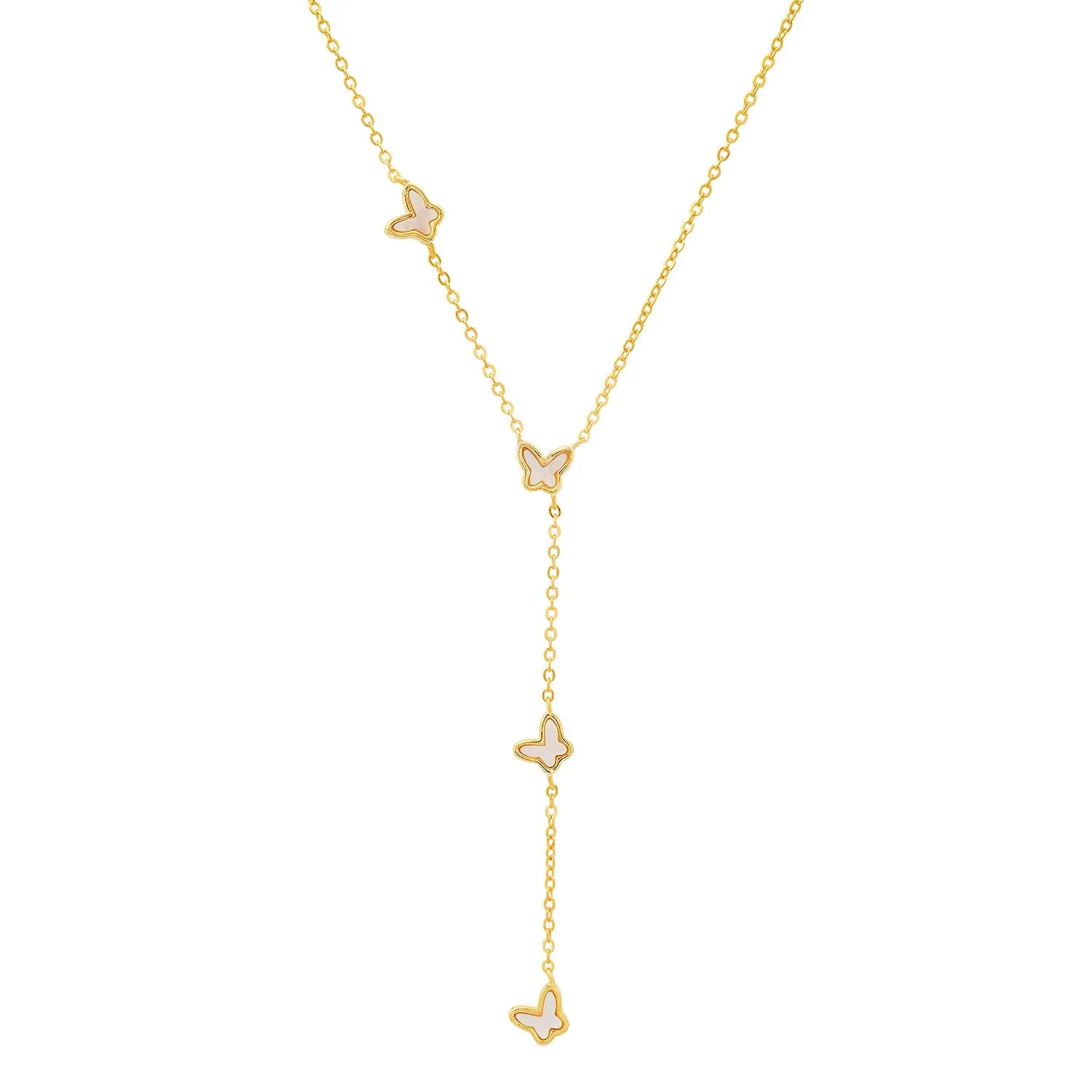 Sterling Silver Mother of Pearl Floating Butterfly Y Necklace sold by Ruumur product image thumbnail 2