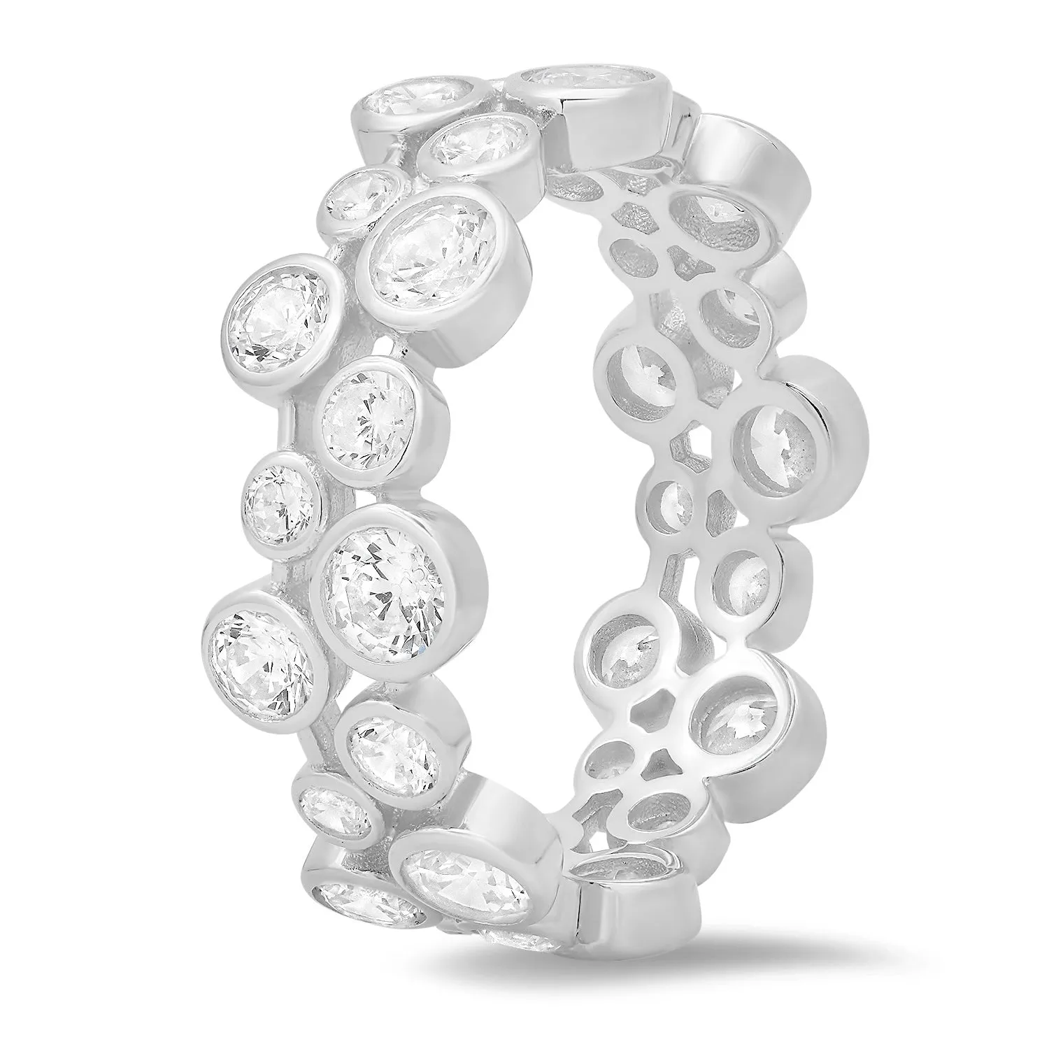 Sterling Silver Abstract Bezel-set CZ Eternity Band Ring sold by Ruumur product image thumbnail 2