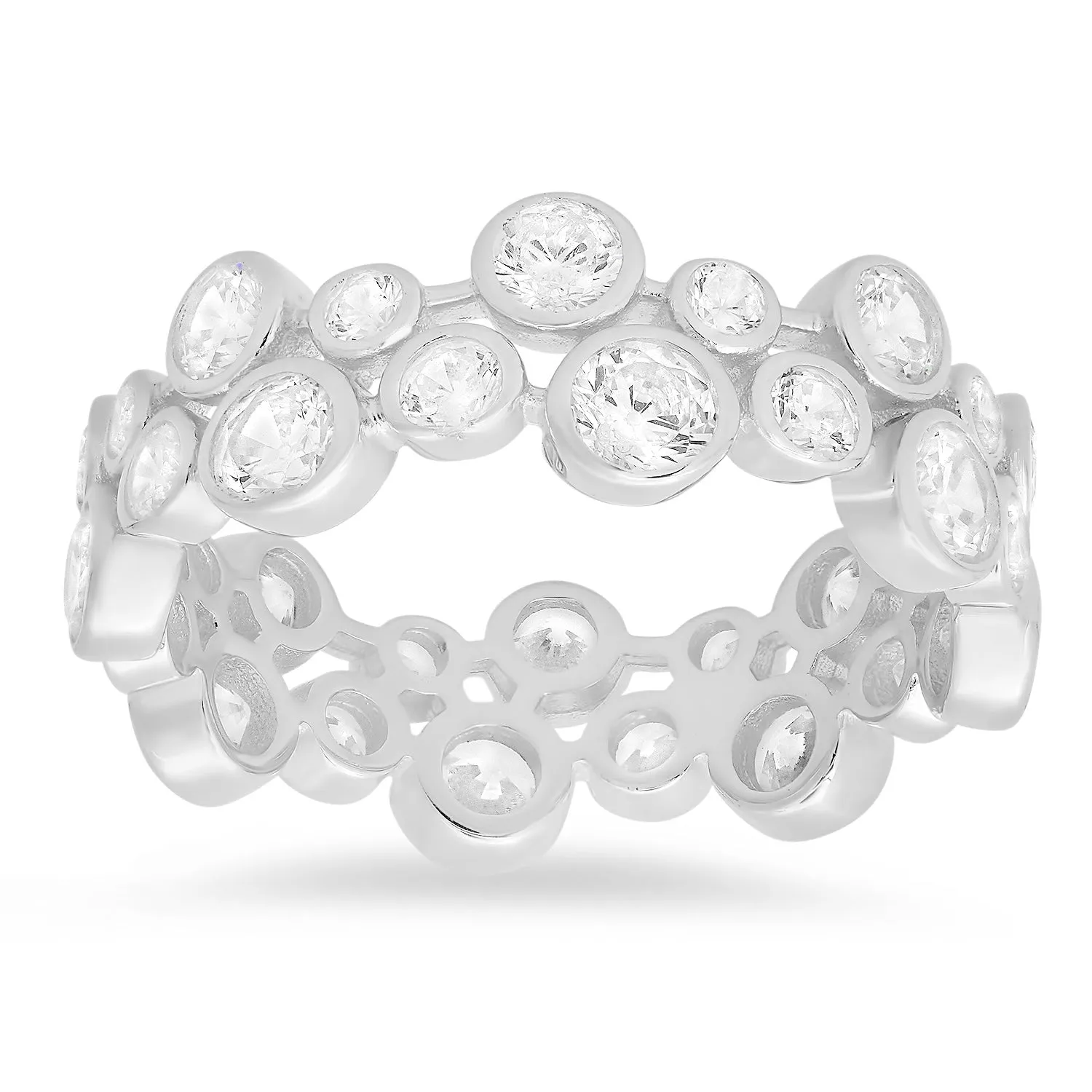 Sterling Silver Abstract Bezel-set CZ Eternity Band Ring sold by Ruumur