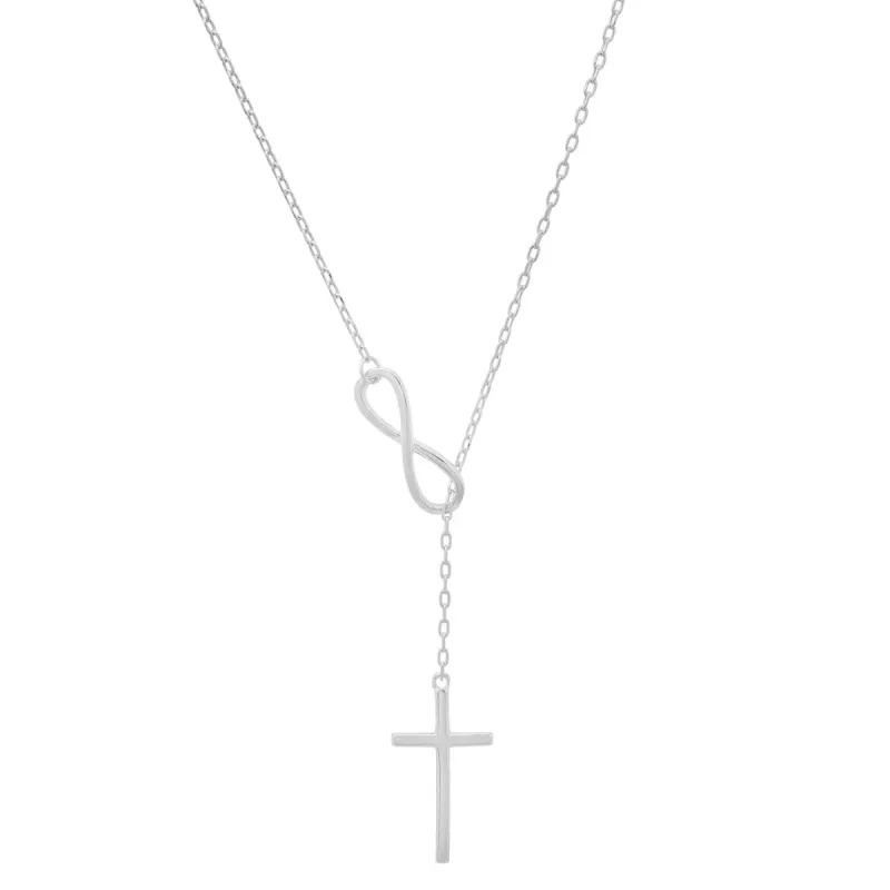 Sterling Silver Infinity Cross Lariat Y Necklace sold by Ruumur