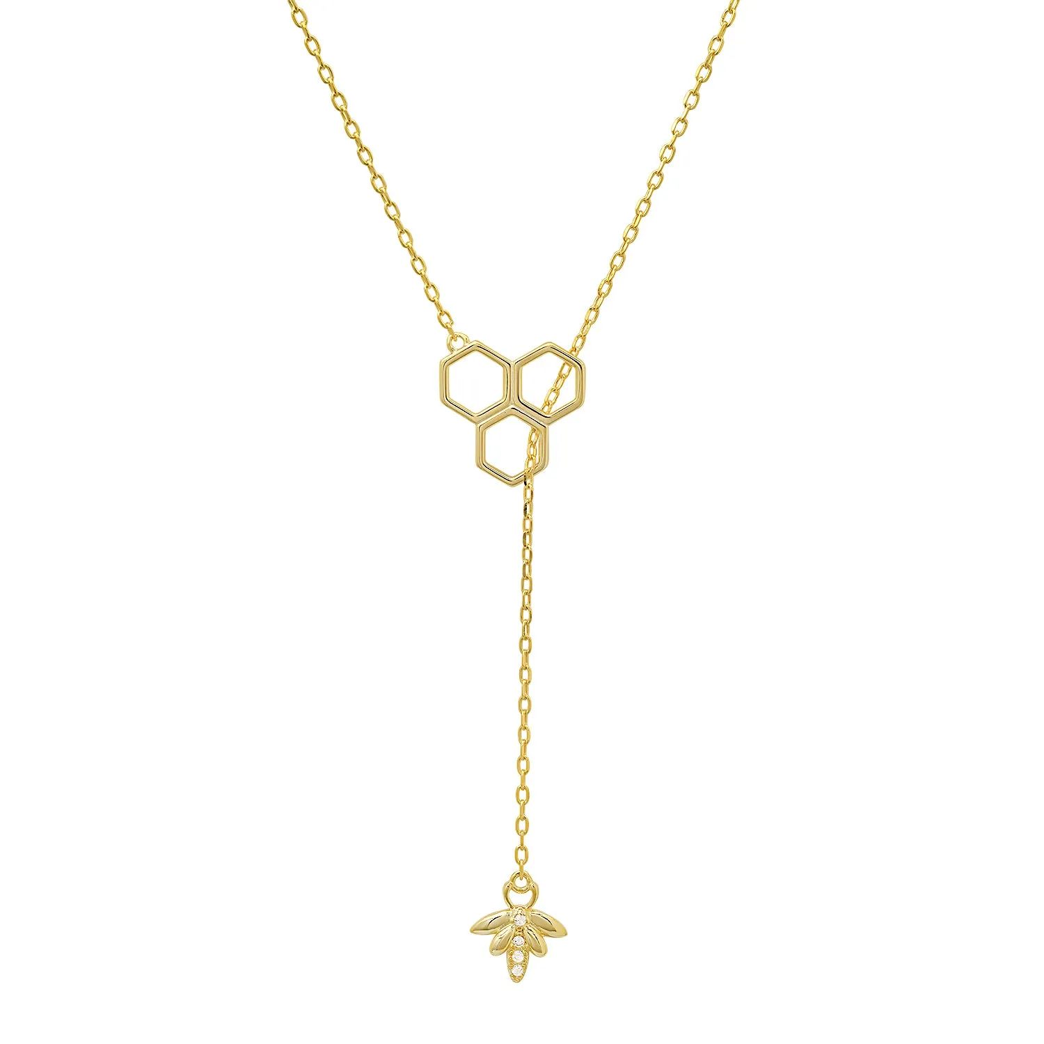 Sterling Silver Honeycomb Bumble Bee Lariat Y Necklace sold by Ruumur product image thumbnail 2