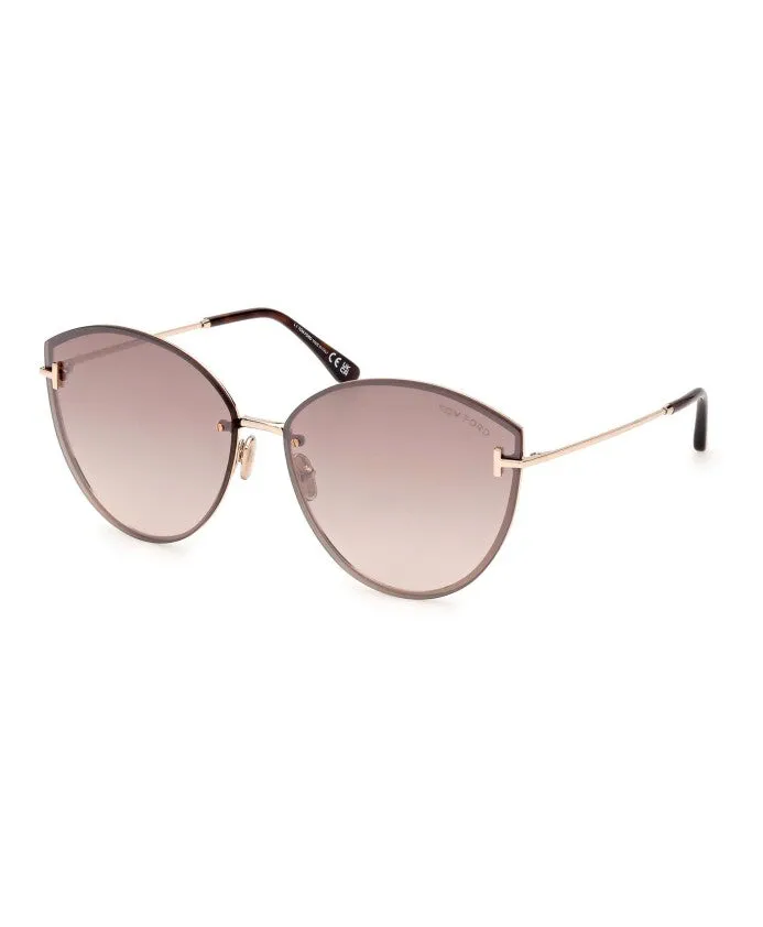 Tom Ford Women's Evangeline 63mm Shiny Rose Gold Sunglasses FT1106-28G-63 sold by Ruumur