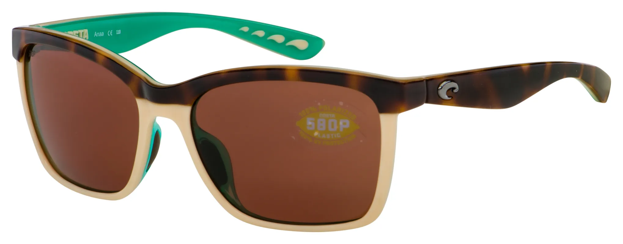 Costa del Mar Women's ANA-105-OCP Anaa 55mm Shiny Retro Tort/Cream/Mint Suns made by Ruumur