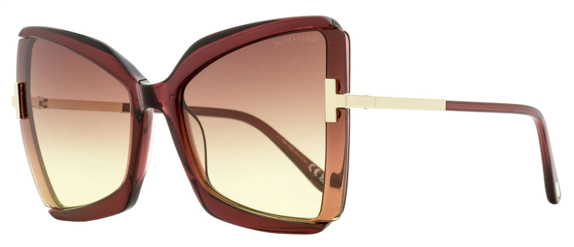Tom Ford Women's Gia 63mm Shiny Bordeaux Sunglasses FT0766-69T-63 sold by Ruumur